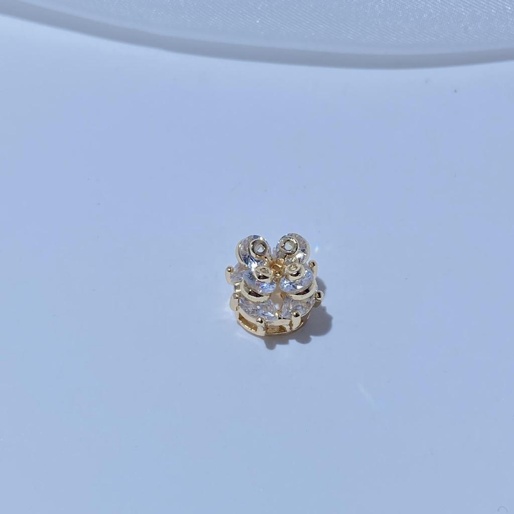 14K Gold-Plated Clover Zircon Spacer Bead Pendant for DIY Jewelry