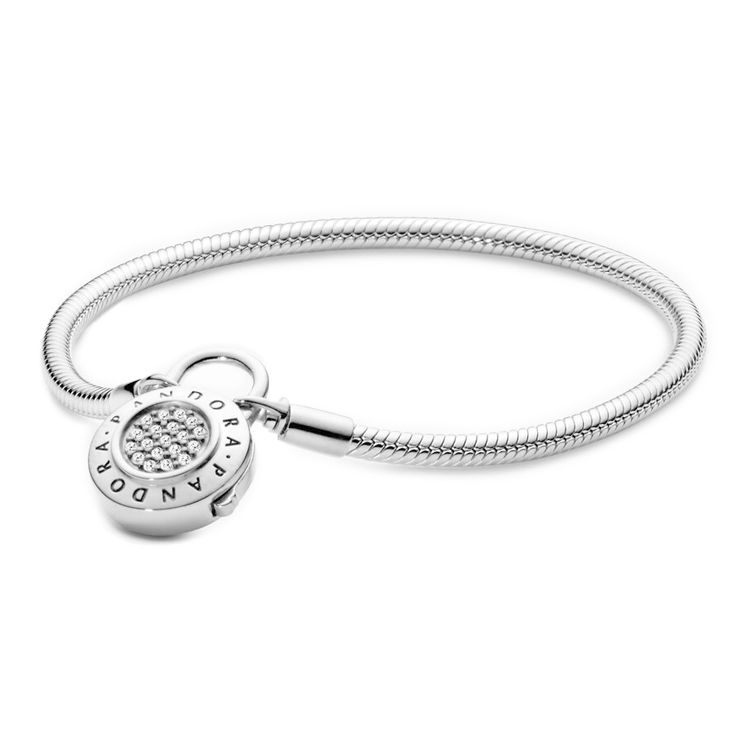 Pandora Paved Padlock Chain Clasp Cubic Zirconia Bracelet Women bracelet 597092CZ 19