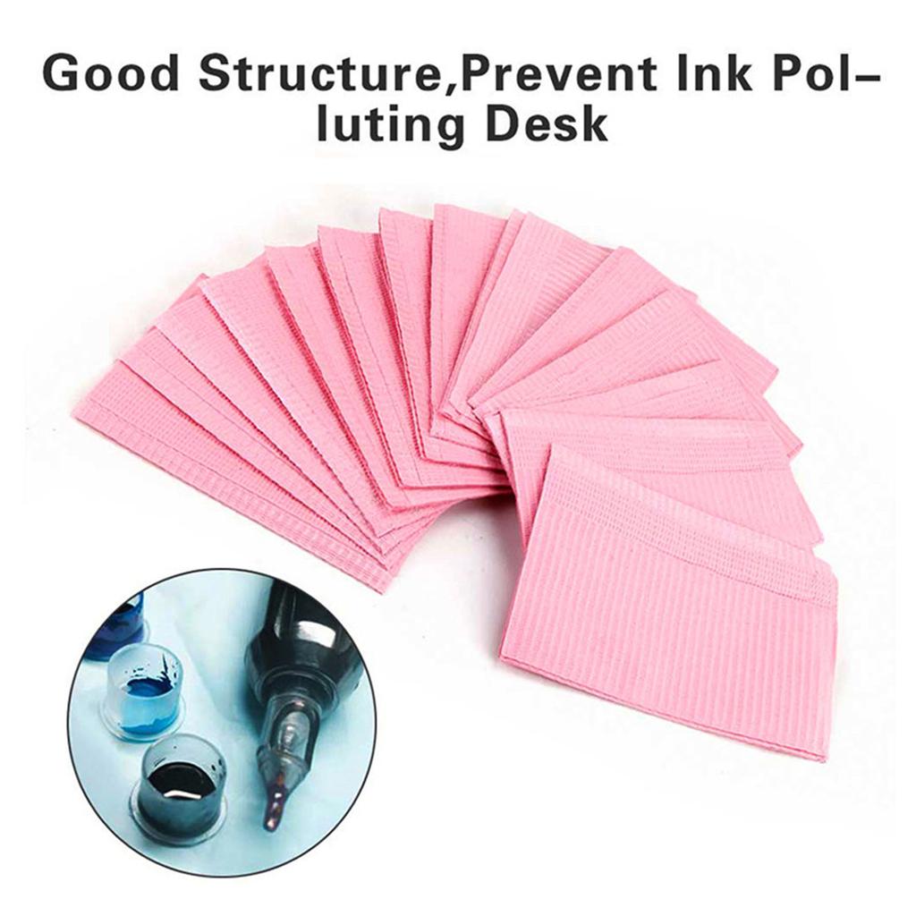 125PCS Tattoo Clean Pad Good Absorption Thick Cloth Disposable Tattoo Tablecloth for Tattooist Pink