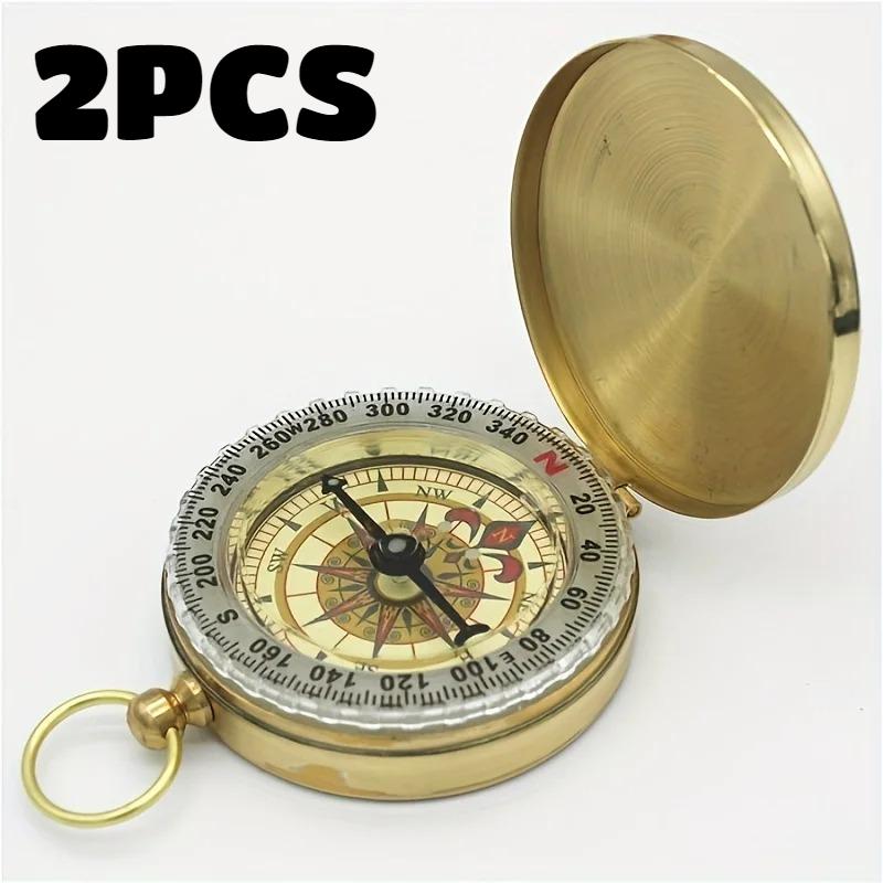 5pcs Mini Copper Compass Glow-in-the-Dark Outdoor Camping Hiking Portable Pocket Compass Navigation Survival Tools