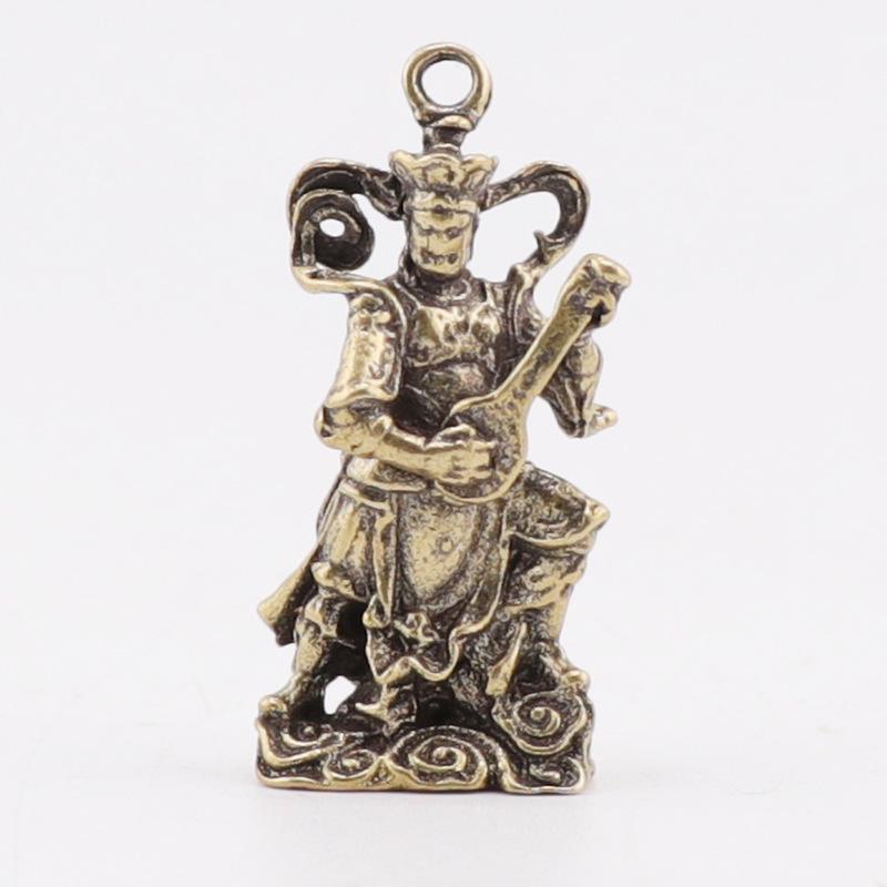 Brass Four Heavenly Kings Vajra Keychain Pendants Copper Sculptures