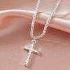 Sparkling 925 Silver Gypsophila Necklace Bracelet Set For Women Luxury Zircon Cross Pendant Three Piece Jewelry Set