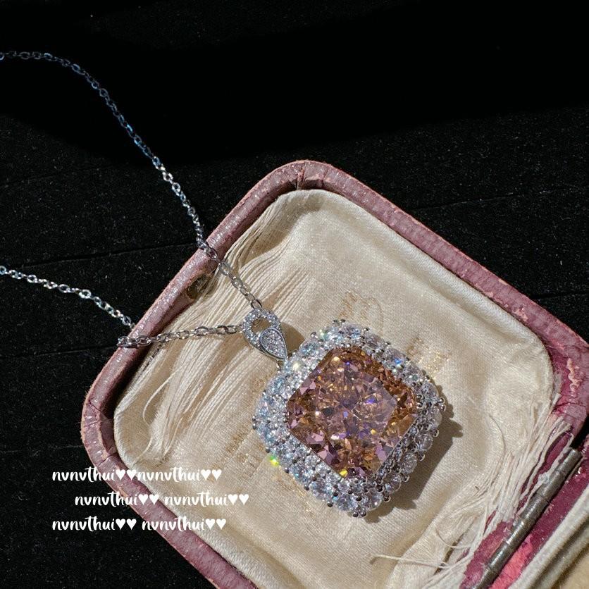 Papalacha Cinnamon Large Carat Gemstone Necklace, Princess On The Run, 18K Gold Plated, Water Drop Flower Zircon Earrings