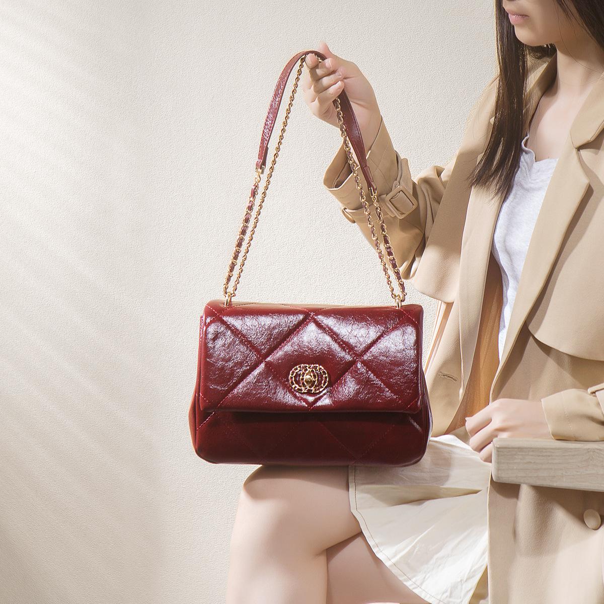 

Женская сумка новая большая вместительная сумка-цепочка с ромбами универсальная сумка под мышкой сумка-мессенджер для поездок на работу женская красный