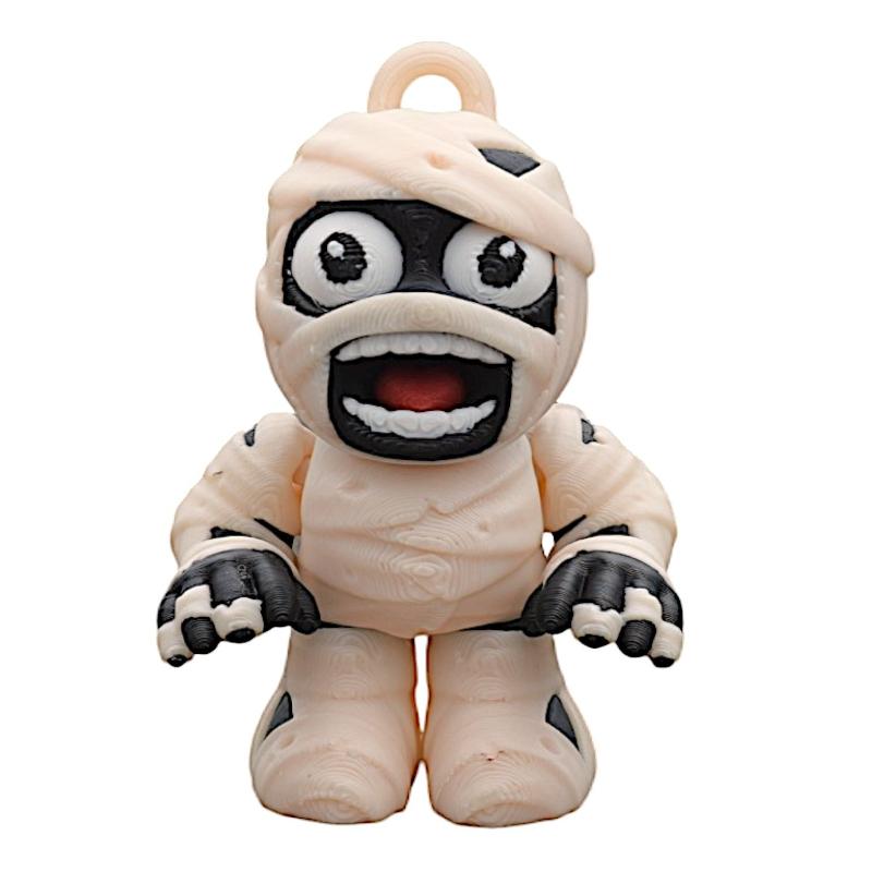 3D Printed Articulated Mummy Figurine Cute Bandage Mummy Movable Joints Halloween Desktop Ornament Car Hanging Party Decor Gift