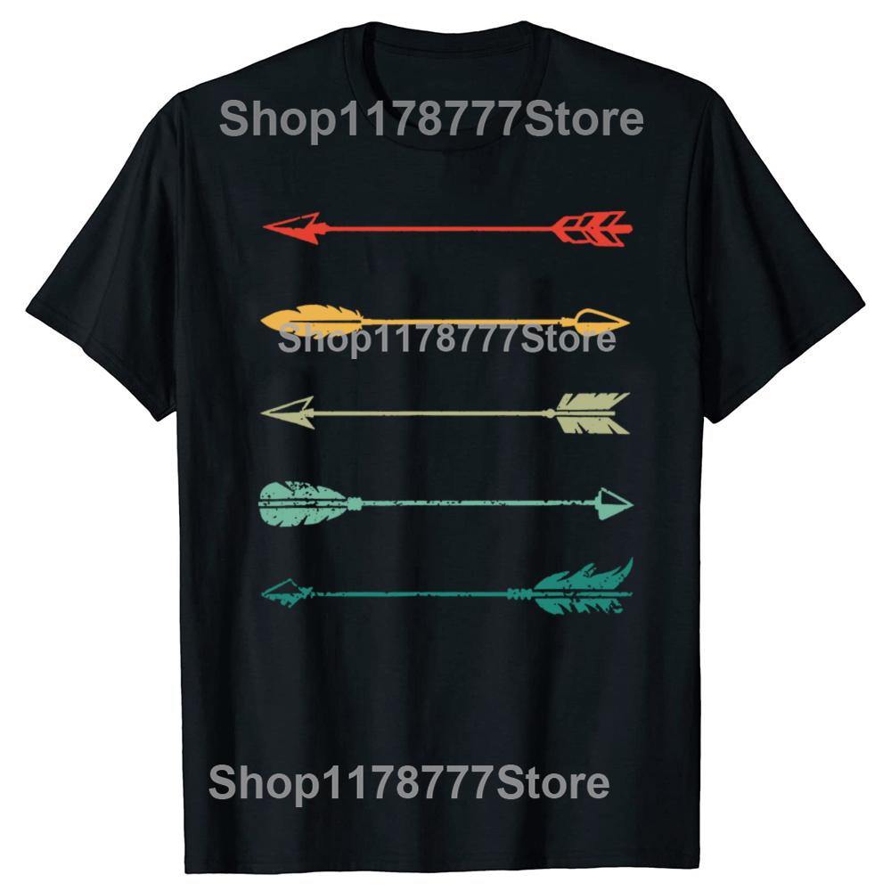 Funny Vintage Arrow Traditional Archery Arrows Bow Hunting Retro T Shirts Mens Clothing Fashion Casual Loose Oversized T Shirt