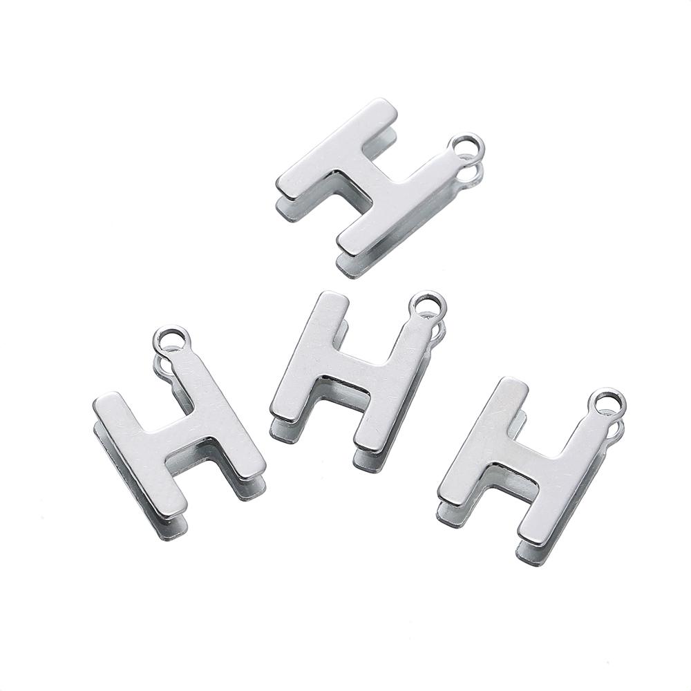50 Stück Edelstahl 12mm Englische Buchstaben A-Z Anhänger für DIY Halsketten Schmuckherstellung Zubehör