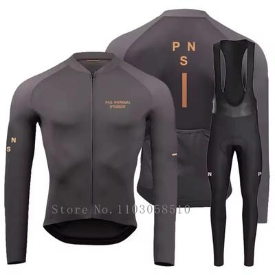 PRO Team Breathable Long Sleeve Cycling Jersey Set Bib Pants Ropa Maillot Ciclismo Bicycle Clothing MTB Bike Uniform Men Clothes