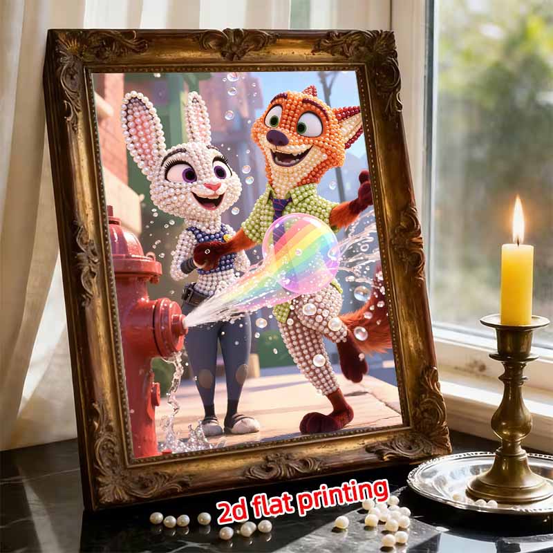 Disney Pearl Art DIY Judy Nick Creative Pearl Style Illustrations | Pearl Gemstone Art for Home Wall Decor Crafts