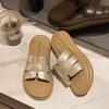 Breathable woven thick-soled slippers women's 2025 new outer wear heightening sandals summer ins beach one-word sandals