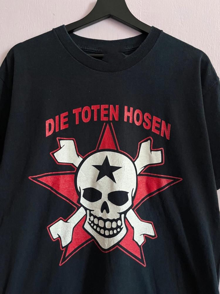 Camiseta Negra de Manga Corta de Algodón S5XL para Unisex con Diseño Retro de la Banda Die Toten Hosen AG652