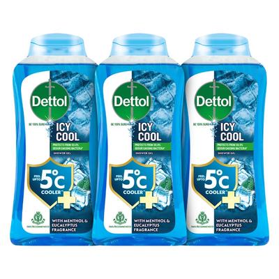 Icy Cool Body Wash and Shower Gel Bottle for Men | Goodness of Salicylic Acid | Menthol Freshness | 250ml (Pack of 3)