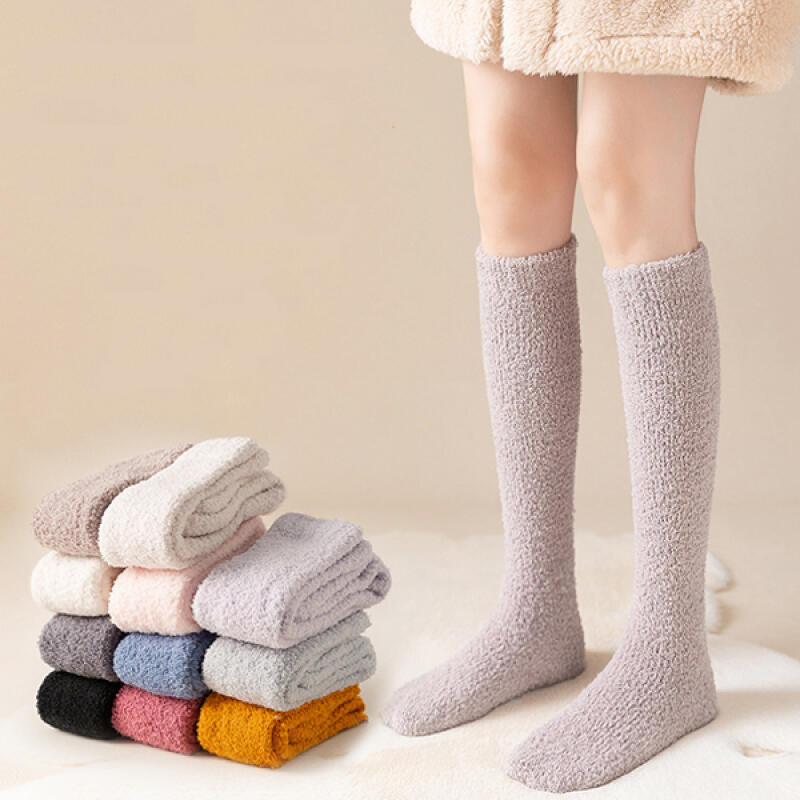Ropol Cute Pastel Winter Fur Knee Socks Long Sleep Socks Charcoal