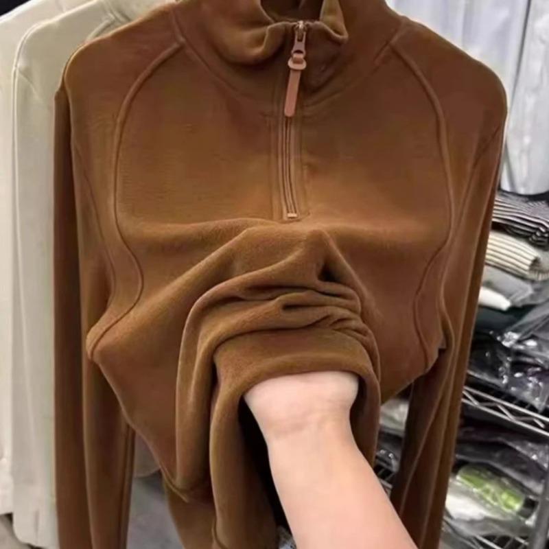 

Sweatshirt for Women Solid Color Hooded Fleece Thickened Loose Half-high Neck Casual Pullover Long Sleeve Winter Sweatshirt Top XXL дубильна кора
