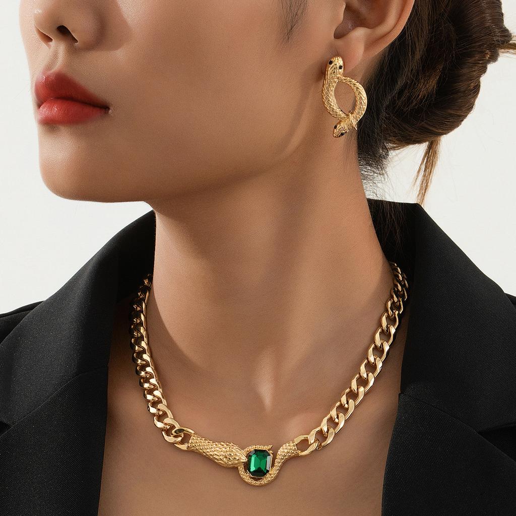Fashion Snake Head Necklace Earrings Set