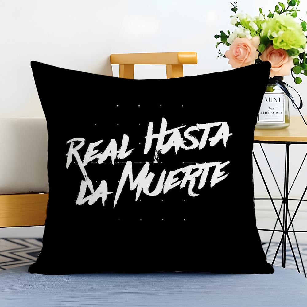 Real HHasta LLa Muerte Cushion Cover Washable Linen Pillowcase Soft for Sofa Bed Cozy Home Room Decor