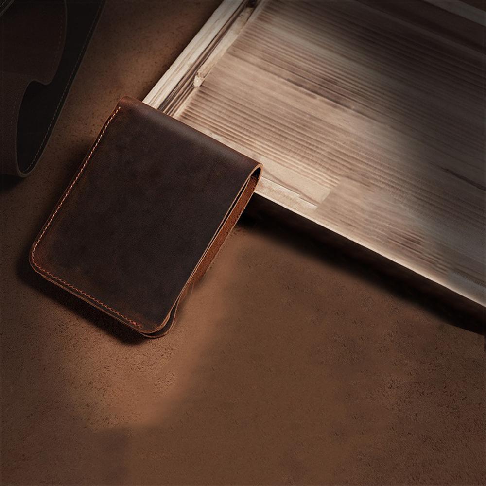 Nouveau Portefeuille Rétro pour Homme en Cuir de Vachette Pleine Fleur Durable Couleur Café Foncé