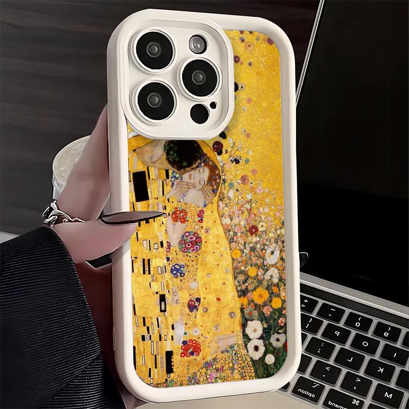 Phone Case for iPhone 17 Air 16E 15 16 Pro Max Kiss By Gustav Klimt Art Cover 14 Plus 13 12 Mini Soft Shell Silicone Fundas