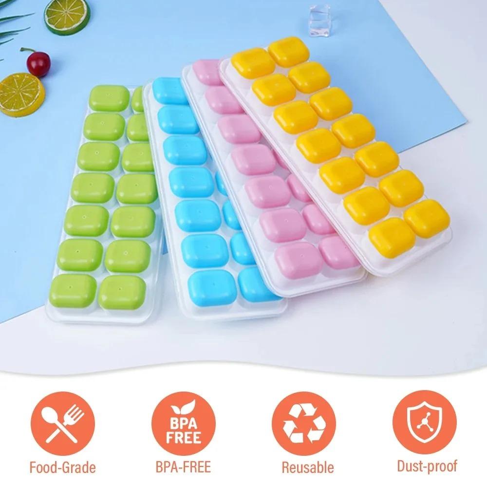 Easy-Release Silicone & Flexible 14-Ice Cube Trays with Spill-Resistant Removable BPA Free Durable and Dishwasher Safe Lid