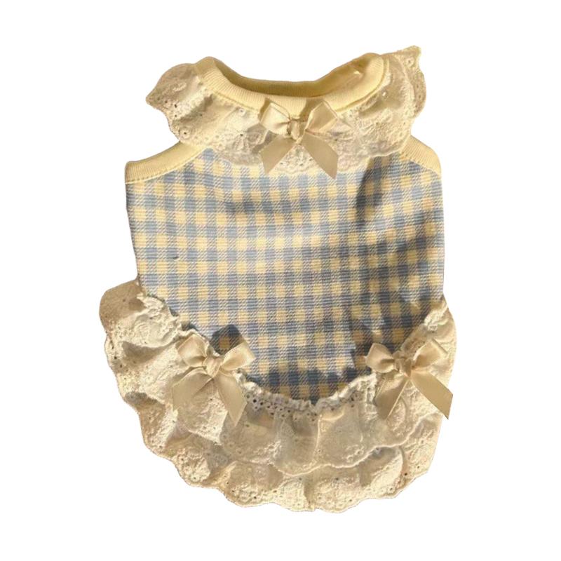 Summer Pet Lace Skirt Lightweight Cat And Dog Bow Lace Vest Thin Plingham Cute Princess Clothing Cat Dog Clothes Pet Supplie