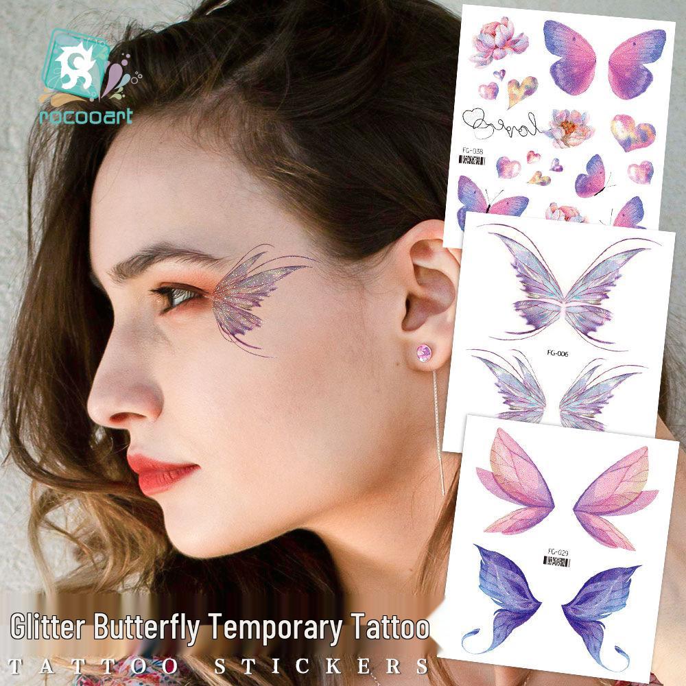 Ruikalong Waterproof Long-Lasting Glitter Butterfly Tattoo Sticker for Children's Makeup
