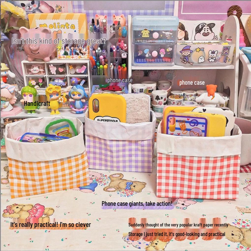 Colorful Plaid Kraft Paper Bag for Gifts and Storage