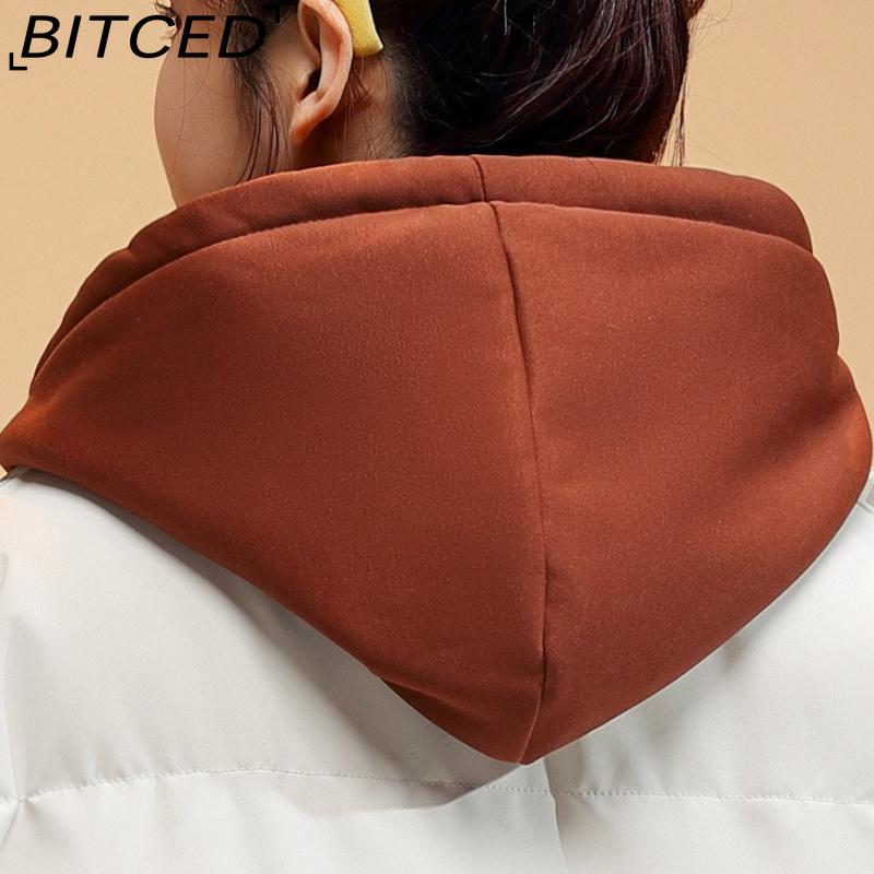 BITCED Pseudo-Two-Piece Cotton Coat Unisex Winter Fashion Contrast-Colour Hooded Sweatshirt Thickened Warm Cotton Jacket