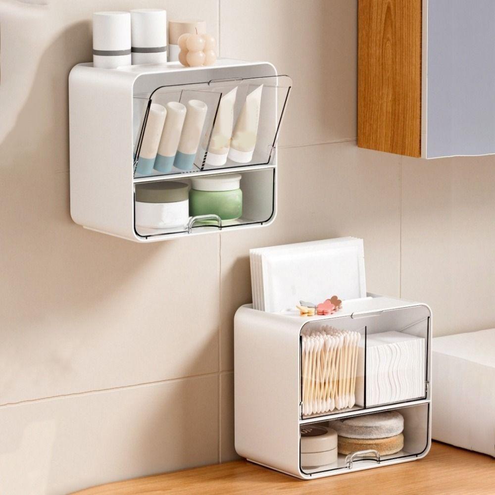 Wall-Mounted Cosmetic Storage Box Large Capacity Jewelry Case Mirror Cabinet Storage Box  Bathroom
