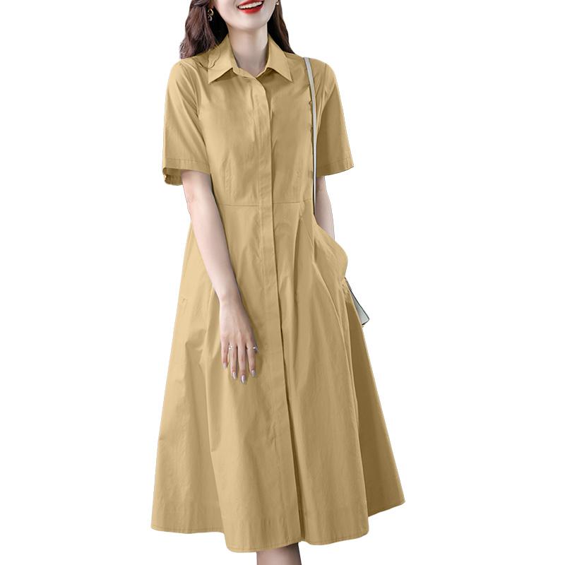 ZANZEA Rochie lejeră cu mânecă scurtă, cu guler răsturnat