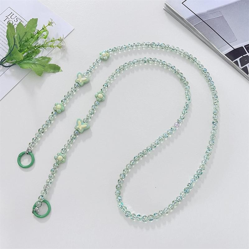 Crossbody Long  Beaded Mobile Phone Hanging Chain Phone Case Lanyard Anti-Loss Rope With Clip Bag Pendants For Iphone
