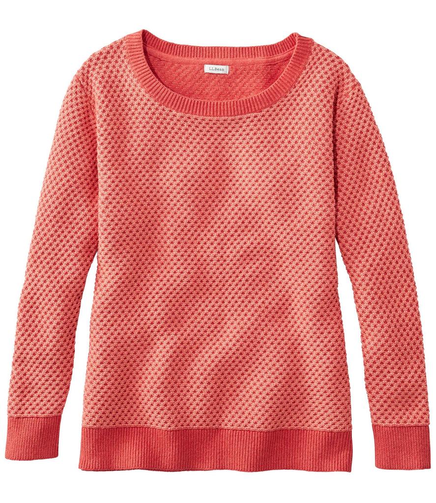 LL Bean Organic Cotton US Fit Size Sea Rose 1000075208 Women's Sweater/Pullover, Regular, L, Pink,
