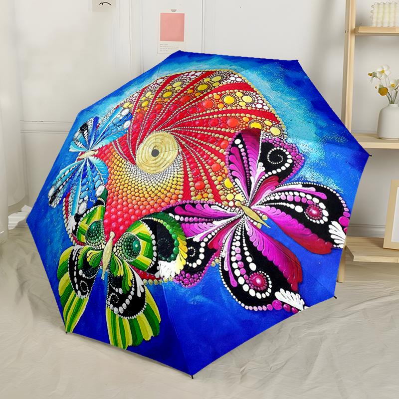 Ombrello Automatico Tartaruga Marina Stippling Indigeno, Design Compatto con 8 Stecche, Adatto per Tempo Libero all'Aperto e Uso Quotidiano - Regalo Ideale