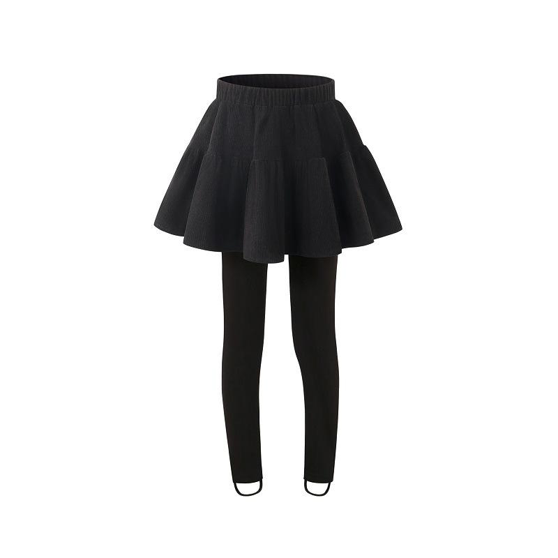 Teens School Girls Culottes Fleece Lined Skirt-Pants Winter Thickened Skirted Leggings Kids Fake Two-Piece Pleated Skirt Tights