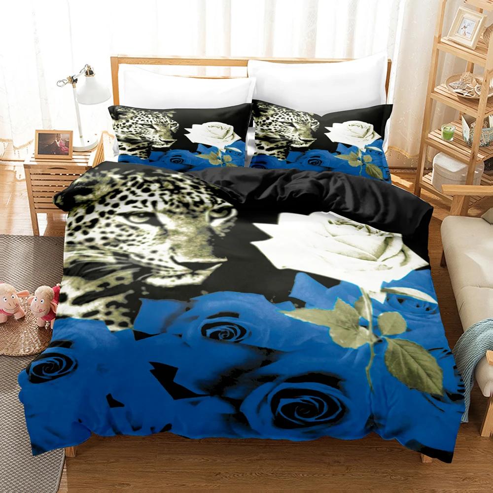 Leopard Print Soft Duvet Cover for King Plus Quen Sized Dimensions Bed, 3D Panther, Soft Duvet Cover,Quen Sized Dimensions,Double Warm Comforter