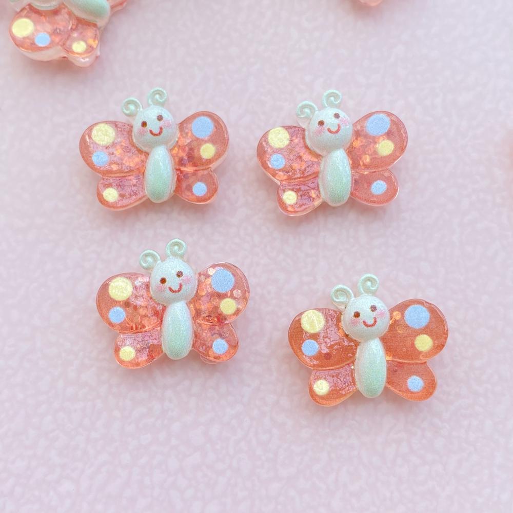 12Pcs New Cute Resin Cartoon Colored Butterflies Series Flat Back Scrapbooking DIY Jewelry Craft Decoration Accessories