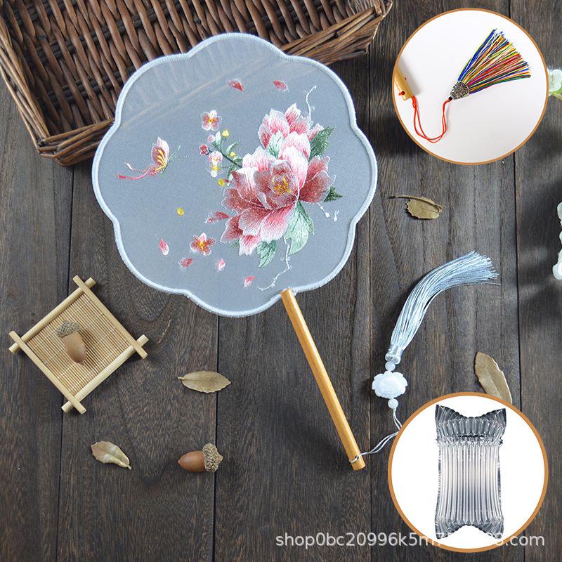 Zweiseitig bestickter runder Fächer im antiken Stil, Hanfu Su-Stickerei, vielseitiger Tanzfächer, chinesischer Stil