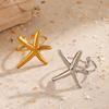 Stainless Steel Gold Color Starfish Open Rings For Men Women Vintage Metal Irregular Star Adjustable Finger Rings Beach Jewelry