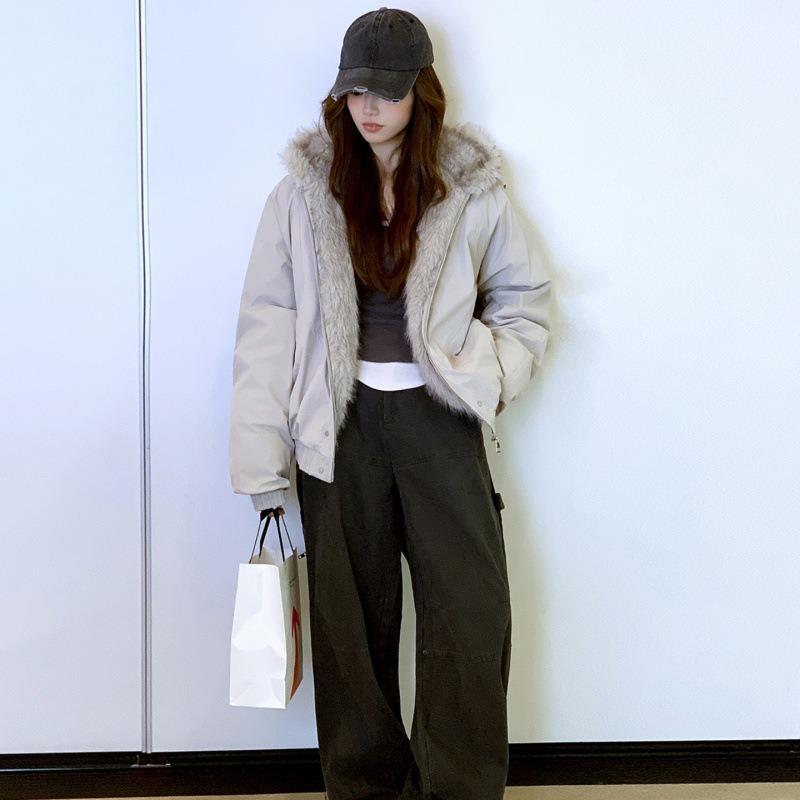 Retro seat mountain carving cotton-padded jacket for women's winter new tooling cotton-padded jacket with fleece and thickened cotton-padded jacket