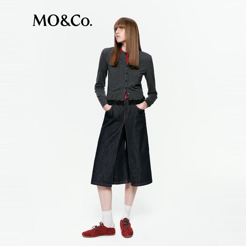 MO&Co. Wool-Blend Lace-Trimmed Knit Cardigan