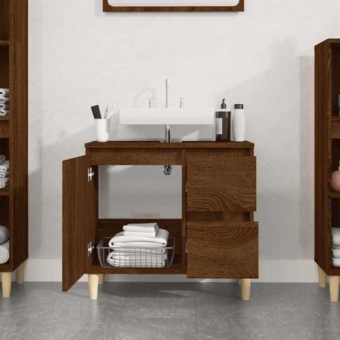 VidaXL Armoire de bain chêne marron 65x33x60 cm bois d'ingénierie 819827