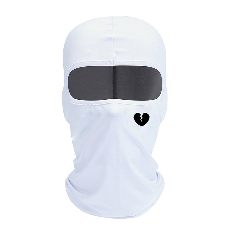 Unisex And Windproof Solid Raw Decor  Balaclava Hat With Heart Broken Pattern Autumn And Winter Warm Ski Cold Hat