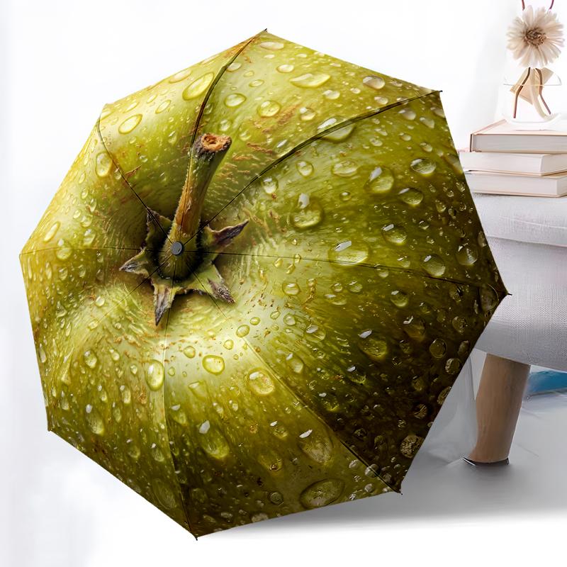 

1pc Sturdy 8-Bone Auto Umbrella, Lovely Pale Seal Garland Umbrella, Digital Printed, Foldable Umbrella for On-the-Go Outdoor Use