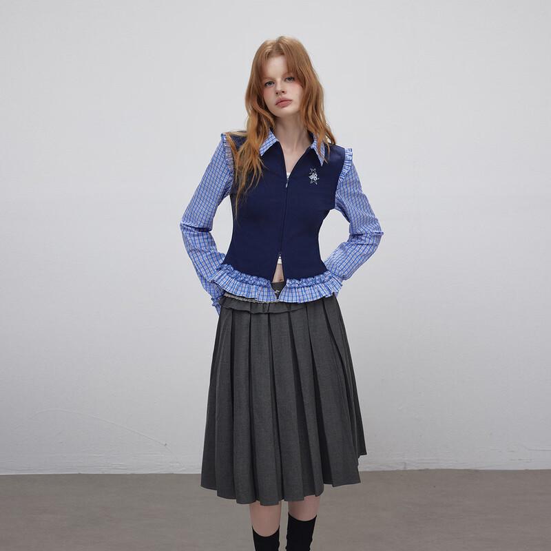 unifree Korean Style Printed Long Sleeve Shirt with Tie