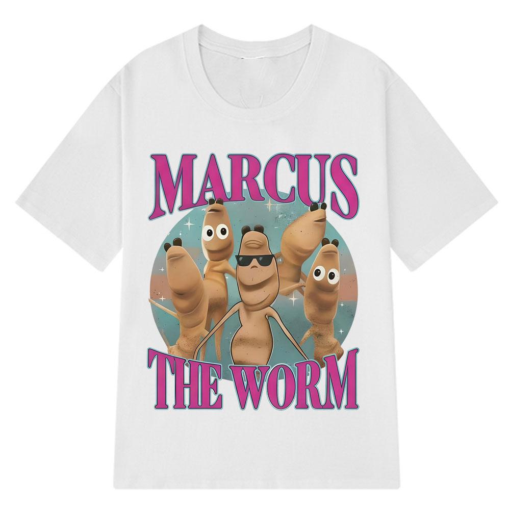 Marcus The Worm Funny Meme Graphic T-Shirt Men Women Harajuku Fashion Vintage T-shirt Short-sleeved Loose Casual Cotton T-shirts