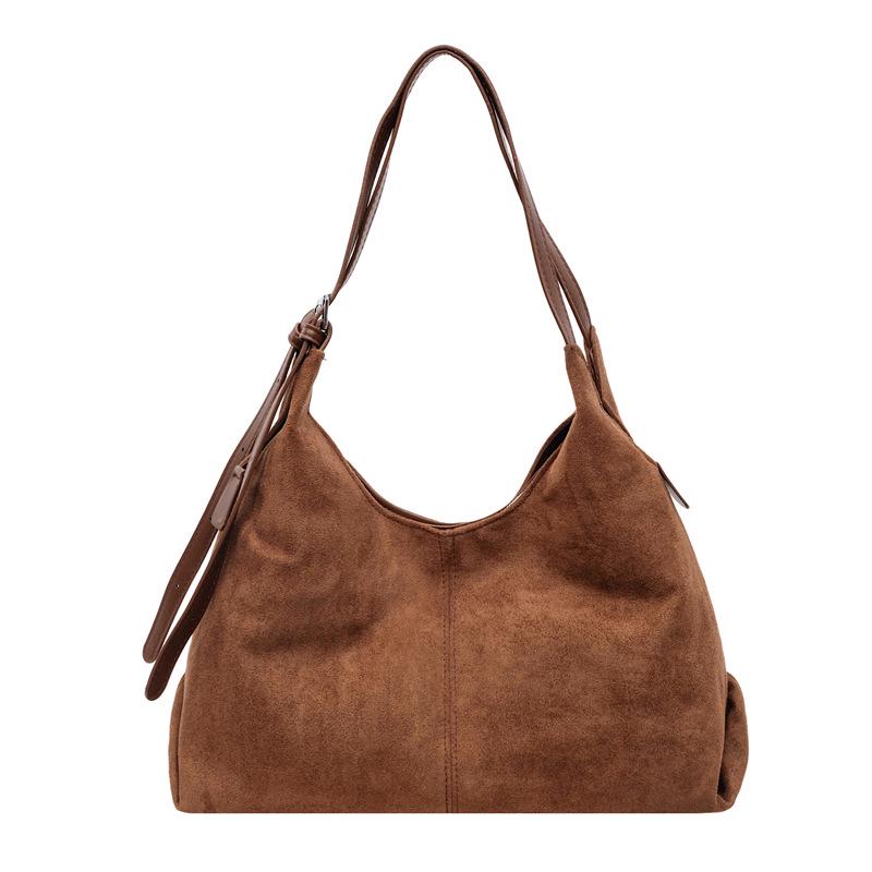 Elegant Suede Retro One-Shoulder Tote: Versatile, Large-Capacity Crossbody for Casual Commutes