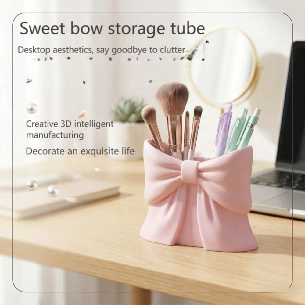 3D Printed Makeup Brush Storage Space-Saving Pen Organizer Bow Shape Pen Holder Women Girls