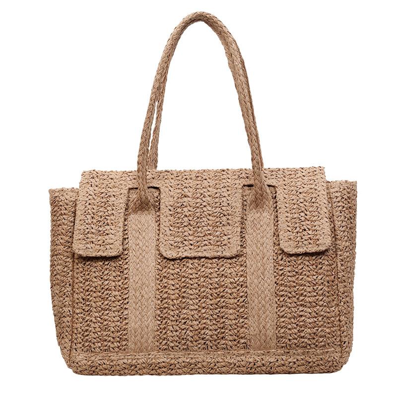 New Forest Style Grass Woven Women s Tote Bag Beach Vacati Grass Woven Bag Large Capacity Hollow Weaving Shoulder Bag