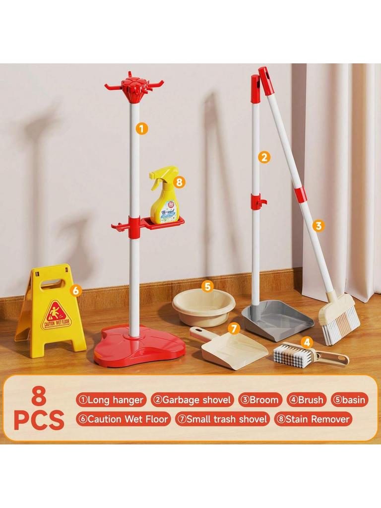 Kids Cleaning Toy Set Housekeeping Electric Vacuum Cleaner Tool Girls Pretend House Play Toys Broom and Mop Set for Kids Gift