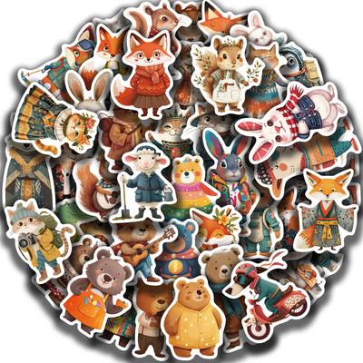 50PCS Fairy Tale Animal Stickers Cute Doodle Envelope Book Notebook Stationery Box Computer Decoration Stickers