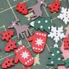 (50 Pcs/pack)Mini Christmas Tree Glove Chip Mixed Decorative Wood Chips Christmas Hanging Decoration Colorful Elk Gift Label DIY